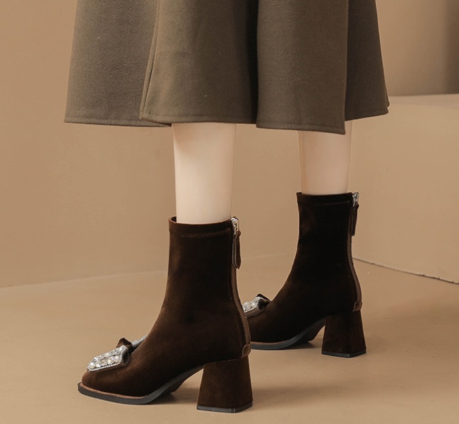 High mercerized boots broadcloth short boots for women