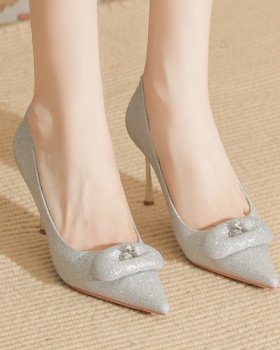 Fine-root wedding shoes sheepskin high-heeled shoes