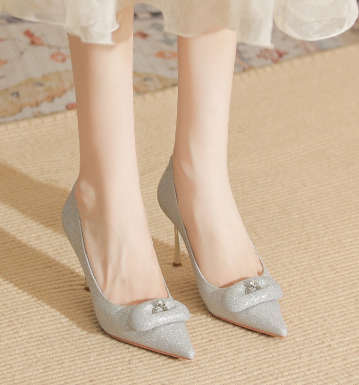 Fine-root wedding shoes sheepskin high-heeled shoes