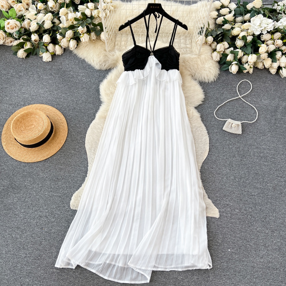 Loose halter lady long dress chiffon beautiful dress