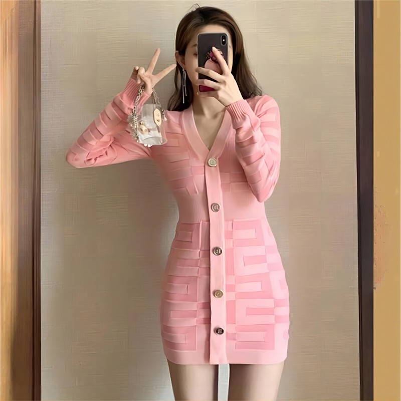 Fashion autumn and winter mixed colors dress for women