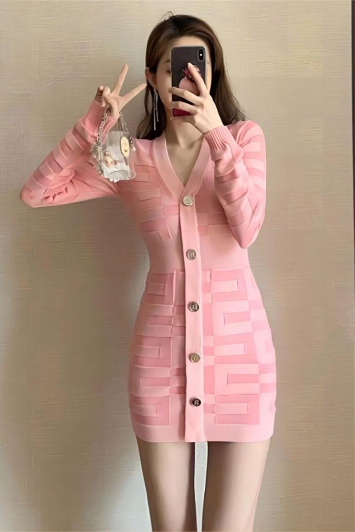 Fashion autumn and winter mixed colors dress for women