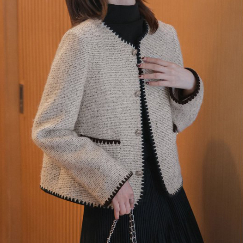 Chanelstyle wool tops France style autumn and winter coat