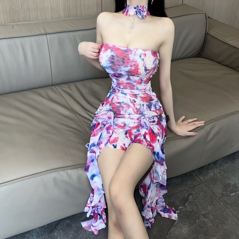 Sweet sexy vacation package hip flowers dress