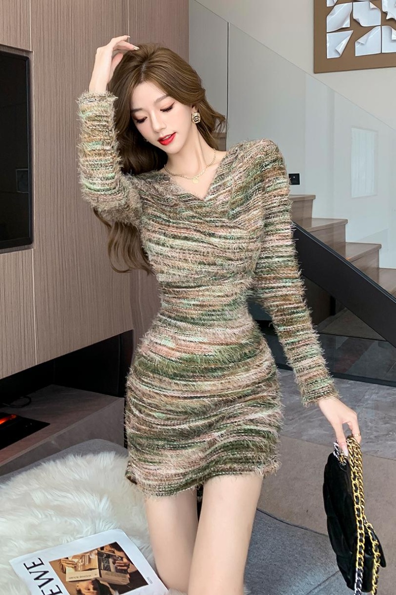 Package hip elmo bottoming dress fold knitted T-back