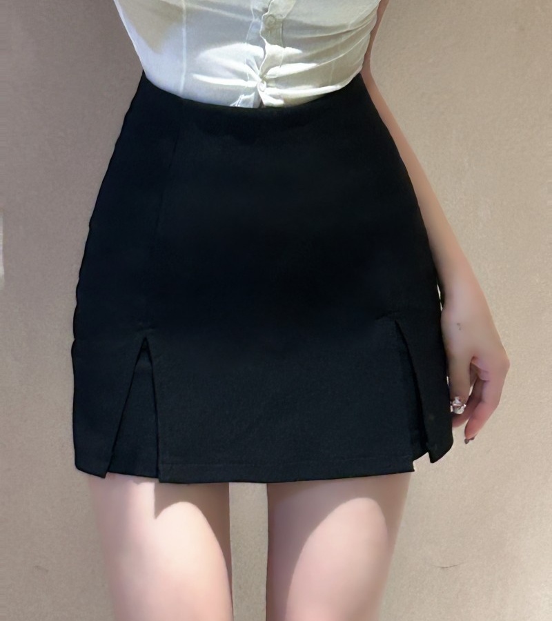 Black short skirt culottes for women
