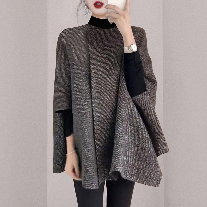 Niche gray cloak autumn and winter woolen coat