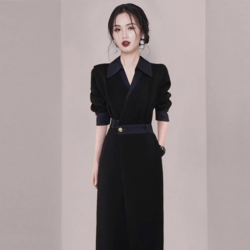 Slim commuting pinched waist autumn and winter dress