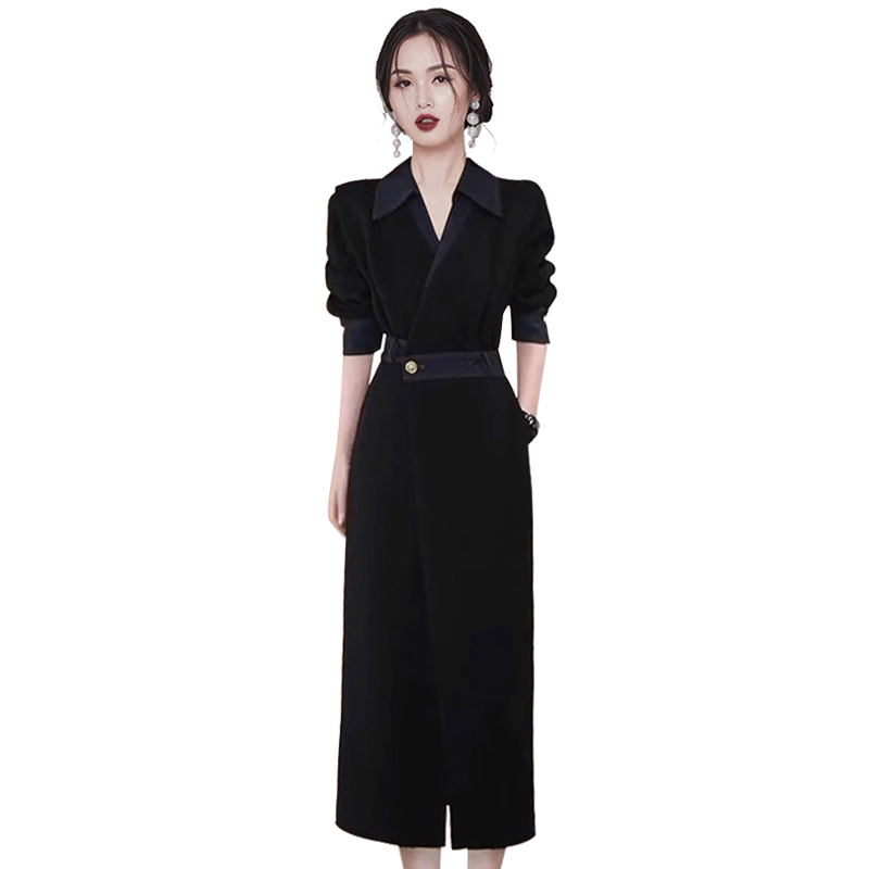 Slim commuting pinched waist autumn and winter dress