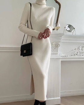 High collar personality knitted Korean style dress