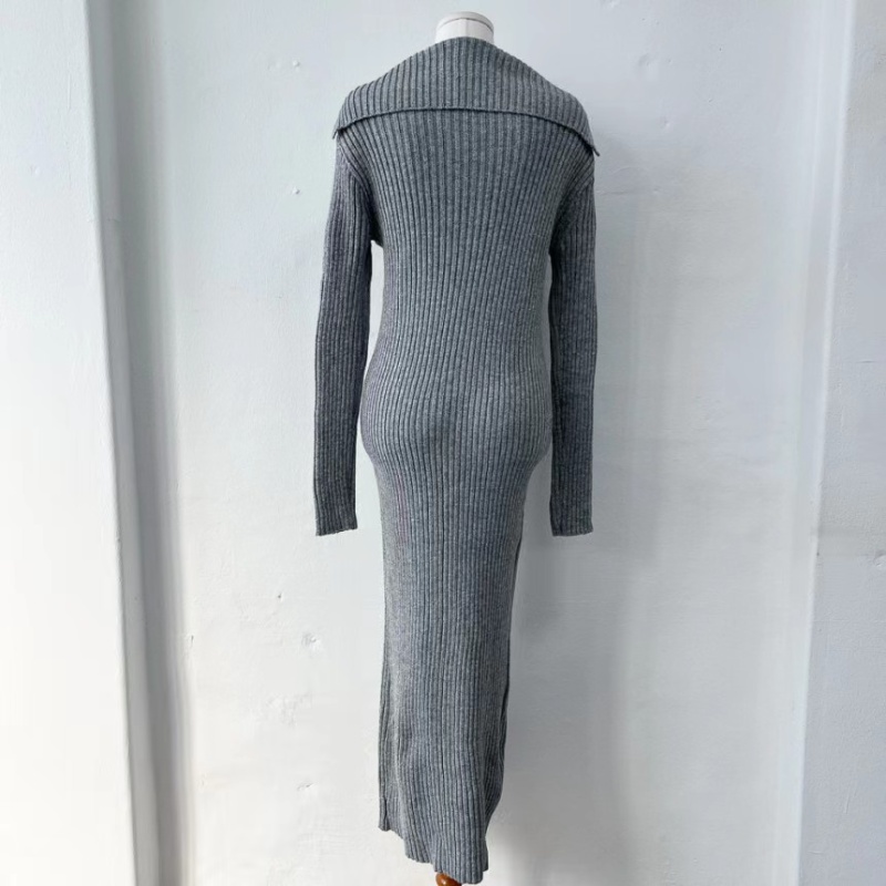 Knitted cardigan autumn and winter long dress