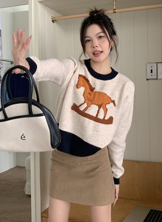 Autumn and winter knitted personality mixed colors sweater