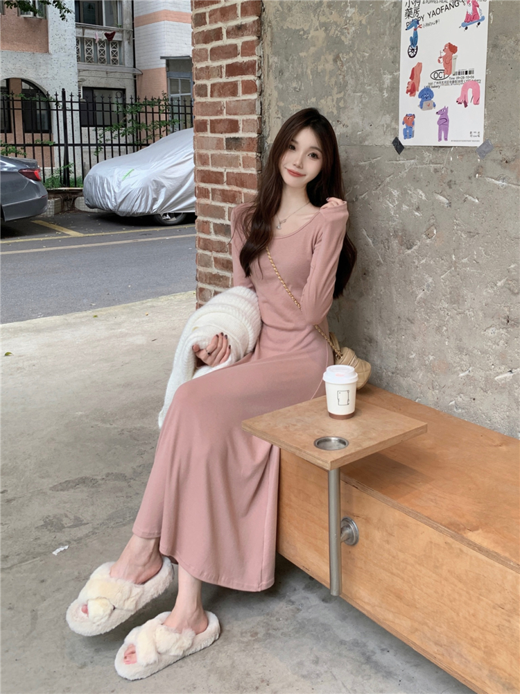 Wears outside Korean style long dress all-match dress