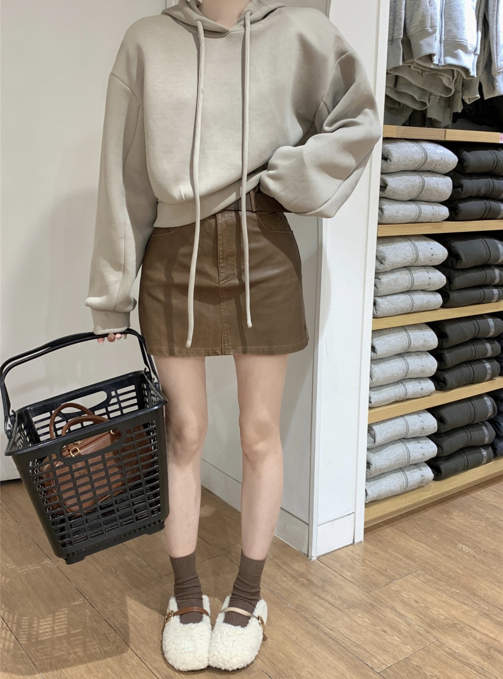 Hooded retro short skirt A-line cotton hoodie