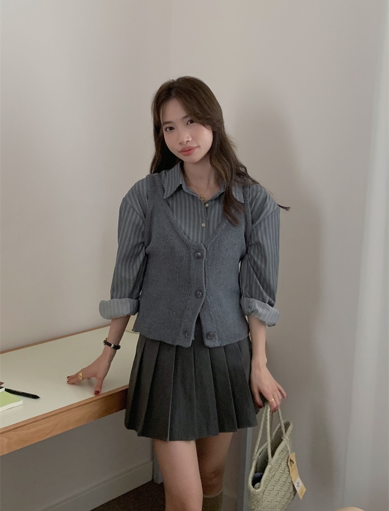 Detachable waistcoat Korean style vest a set