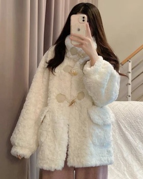 Lambs wool rabbit fur Casual coat winter thermal overcoat