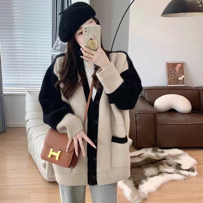 Temperament spring knitted cardigan loose lazy ladies sweater