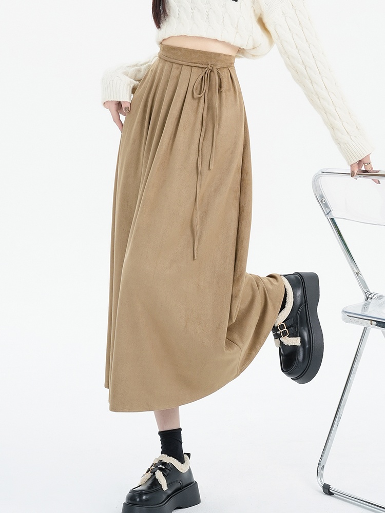 Elastic waist skirt autumn and winter long skirt