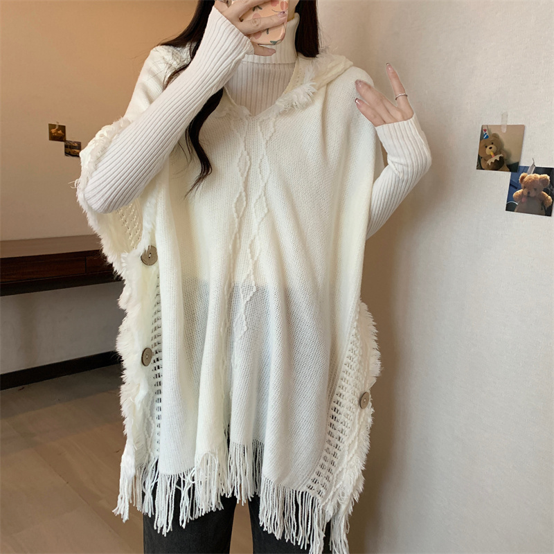 Large yard tassels sweater Bohemian style cloak for women