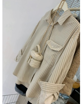Spring and autumn unique tops stripe coat for women