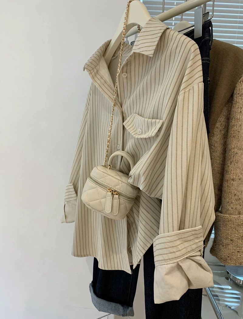 Spring and autumn unique tops stripe coat for women