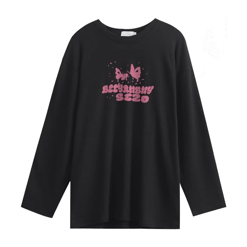 Pure cotton autumn and winter tops loose bottoming T-shirt