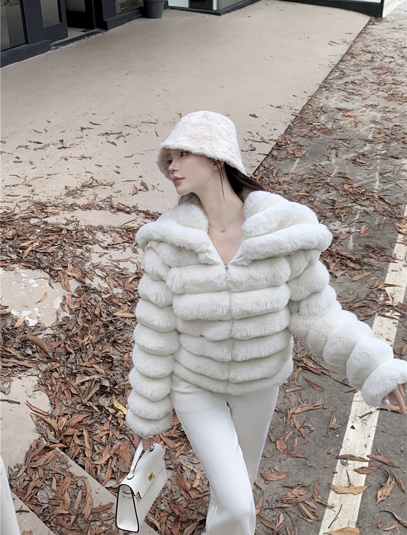 Lapel winter elmo fur coat rabbit fur short coat