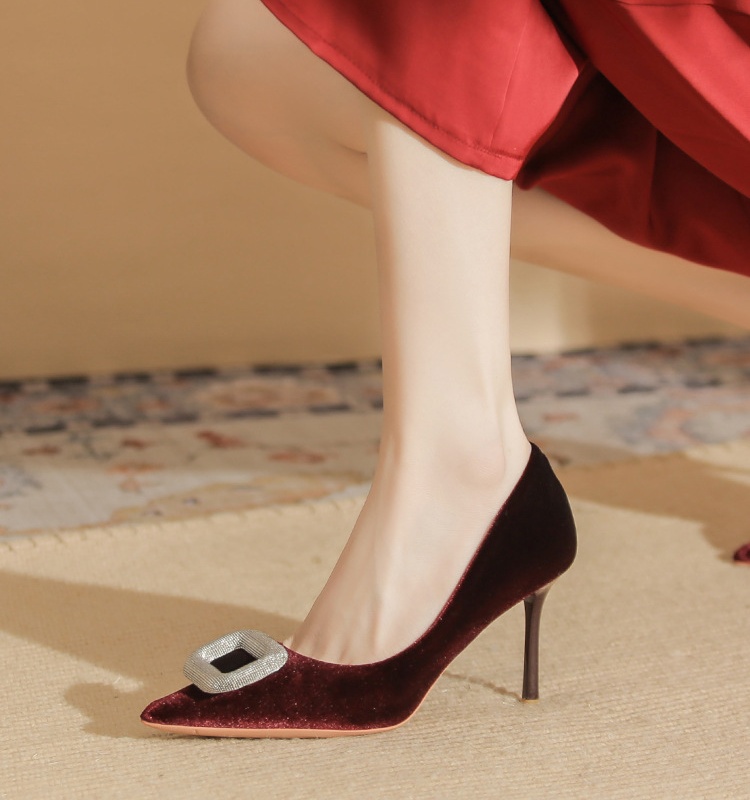 Sheepskin autumn shoes fine-root formal dress for women