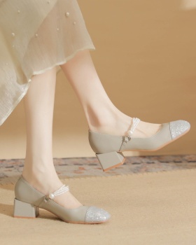 Mixed colors shoes sheepskin high-heeled shoes for women