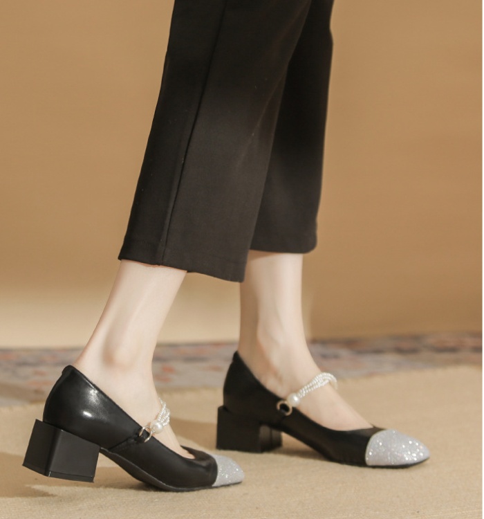 Mixed colors shoes sheepskin high-heeled shoes for women