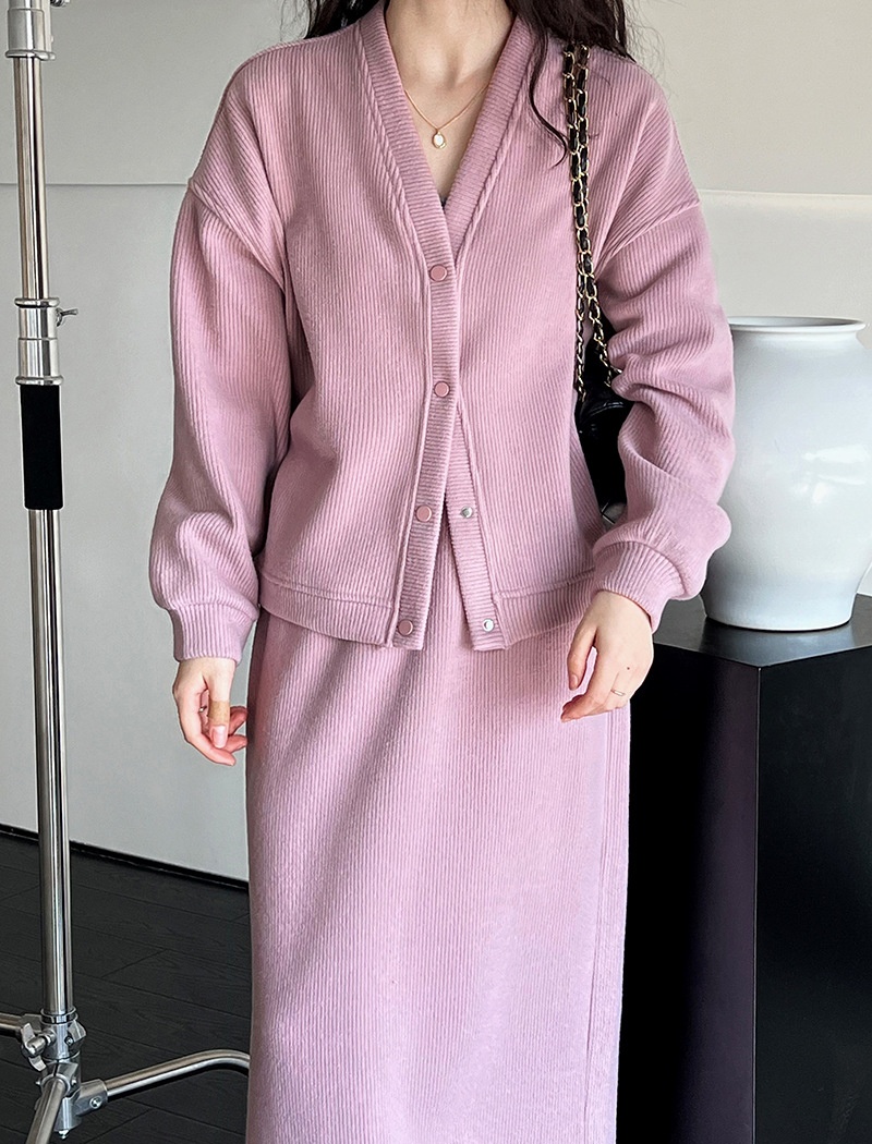 Japanese style V-neck hoodie Casual skirt 2pcs set