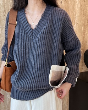 Loose lazy holes worn Japanese style sweater for women