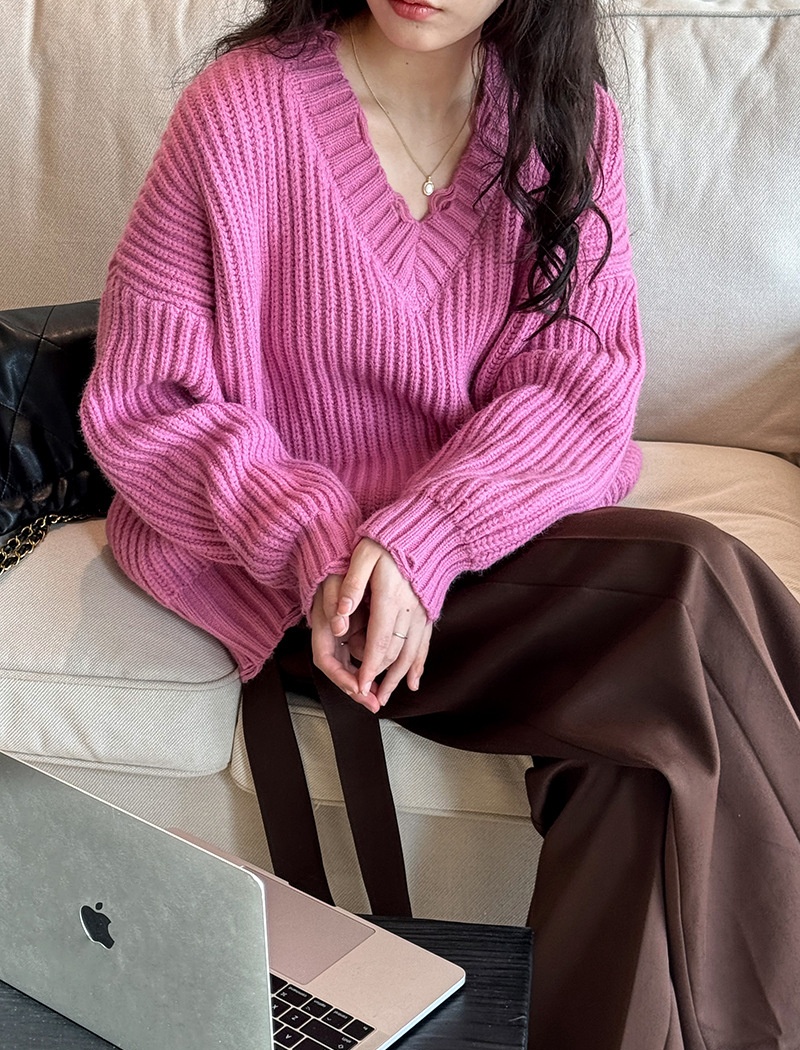 Loose lazy holes worn Japanese style sweater for women