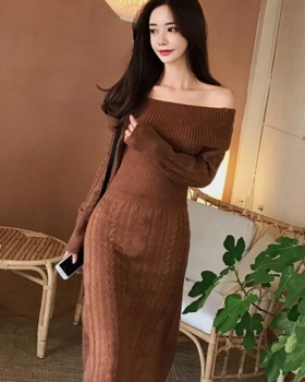 Pinched waist long sleeve dress Korean style sweater