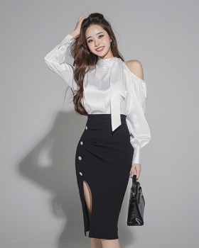 Strapless fashion shirt slim Korean style tops a set
