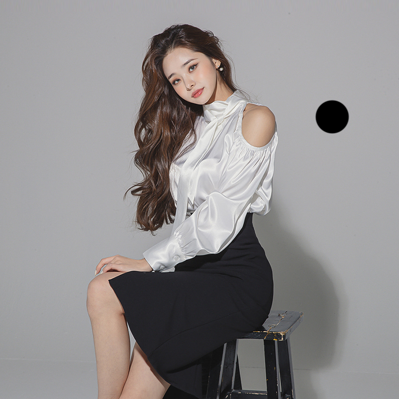 Strapless fashion shirt slim Korean style tops a set