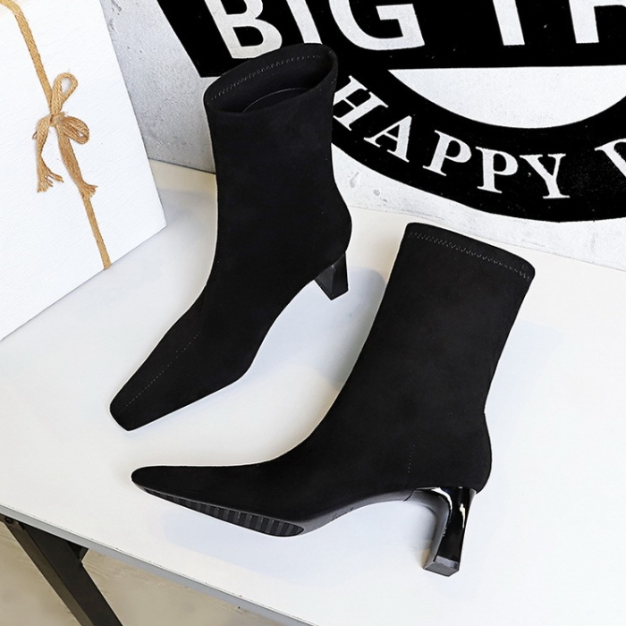 Thick high-heeled women's boots low cylinder short boots