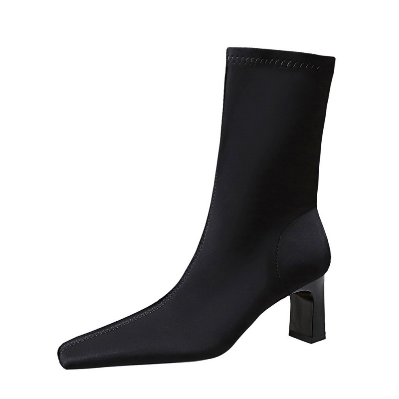 High-heeled European style thick short boots
