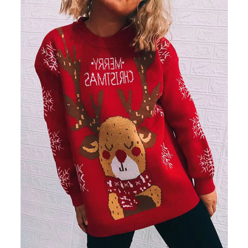 Autumn and winter pullover long christmas sweater for women