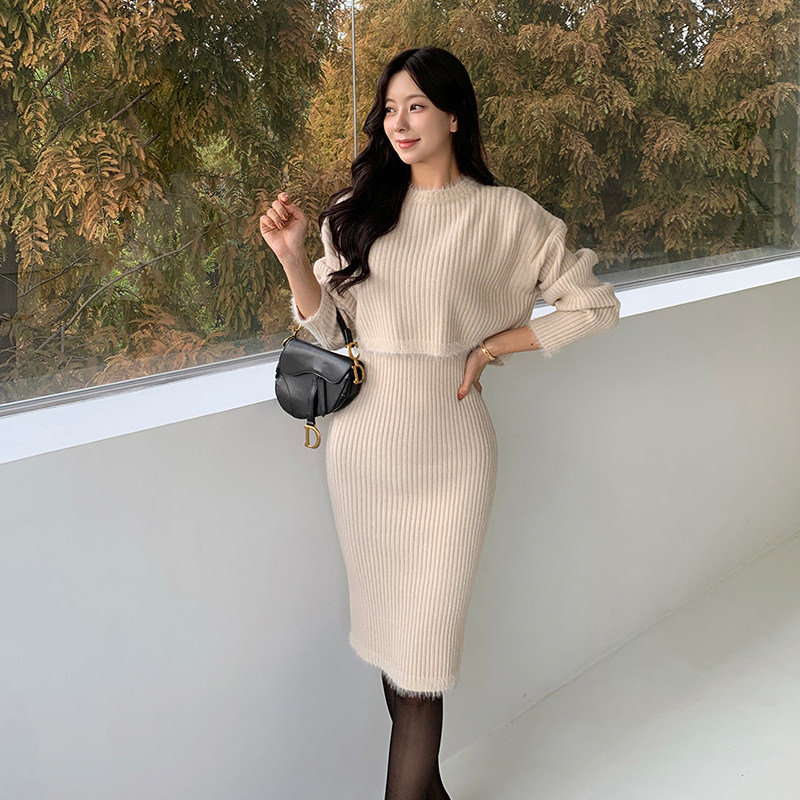 Korean style slim vest autumn and winter small shirt 2pcs set