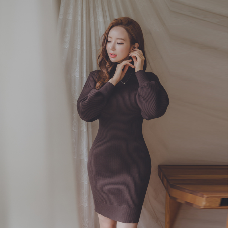 Short half high collar dress Korean style sweater