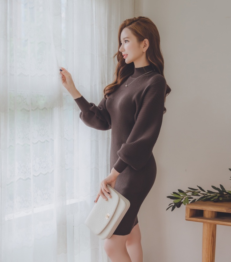 Short half high collar dress Korean style sweater
