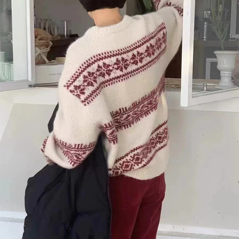 Knitted autumn and winter sweater thick christmas tops