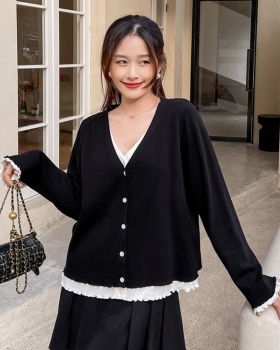 Large yard knitted sweater show young tops 2pcs set