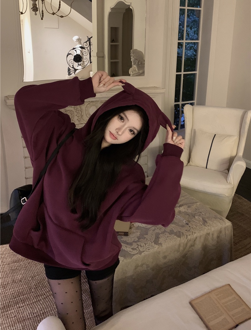 Thick plus velvet winter complex hoodie for women