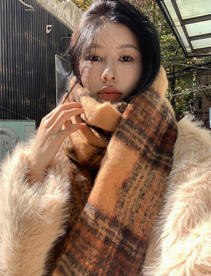 Winter plaid thermal scarves scarf thick shawl for women