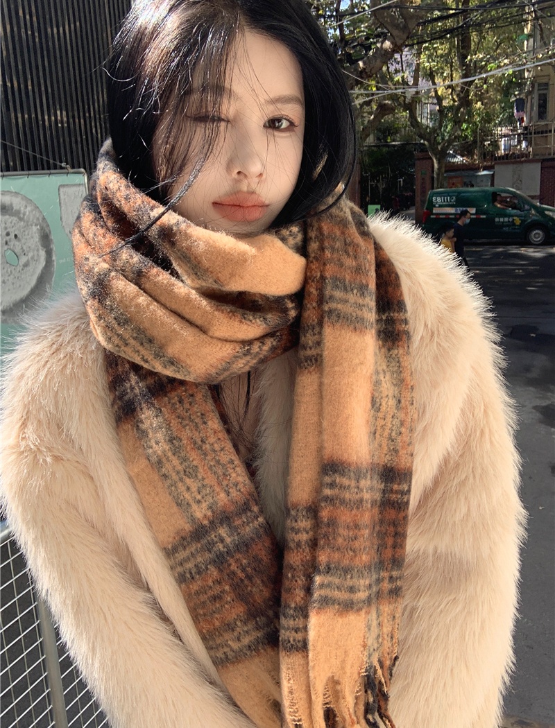 Winter plaid thermal scarves scarf thick shawl for women