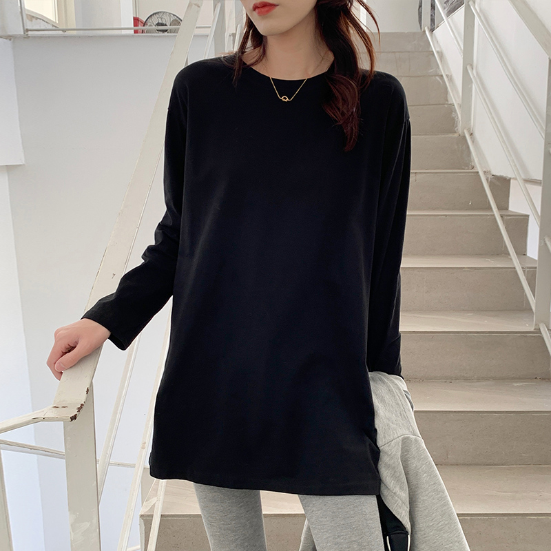 Casual pure bottoming shirt autumn and winter T-shirt for women