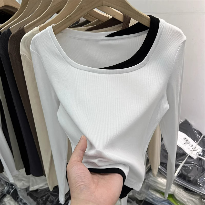 Splice T-shirt bottoming shirt for women
