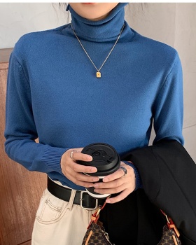 Pure high collar bottoming shirt long sleeve sweater for women